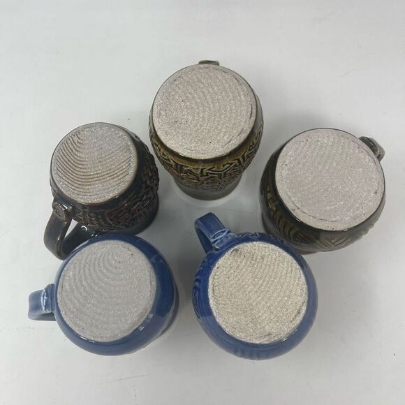 Handmade Ceramic Coffee Mug’s tribal design set of 5 B Signature Stamp.  - Picture 7 of 10